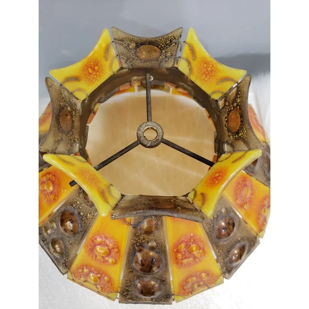 RARE Vintage Felipe Derflingher Mosaic MCM Hanging Swag Light Table Lamp Shade